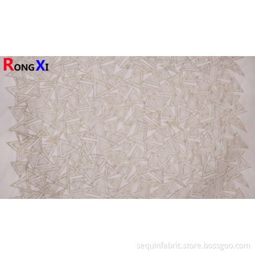 New Design Beaded White Embroidery Polyester Fabric